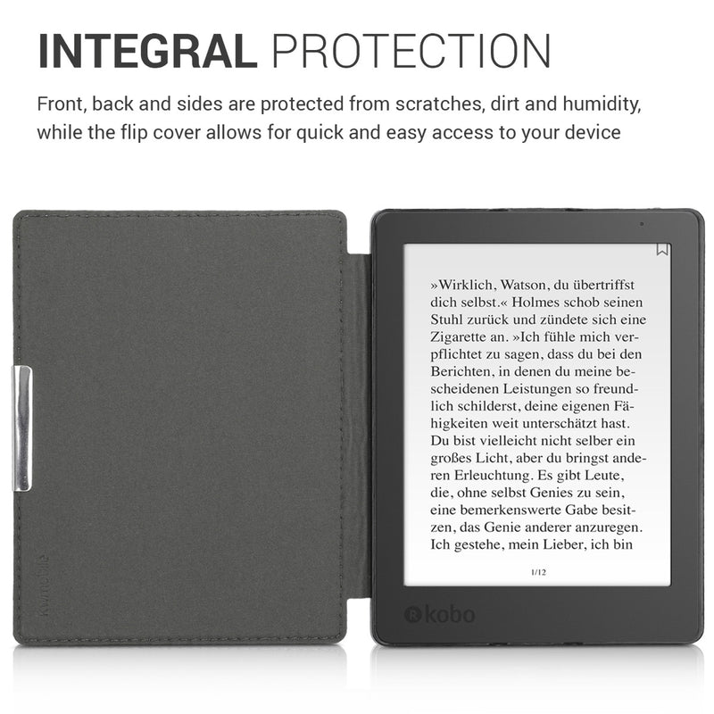 kwmobile Hülle kompatibel mit Kobo Aura H2O Edition 2 eReader Schutzhülle Cover Case Dunkelgrau