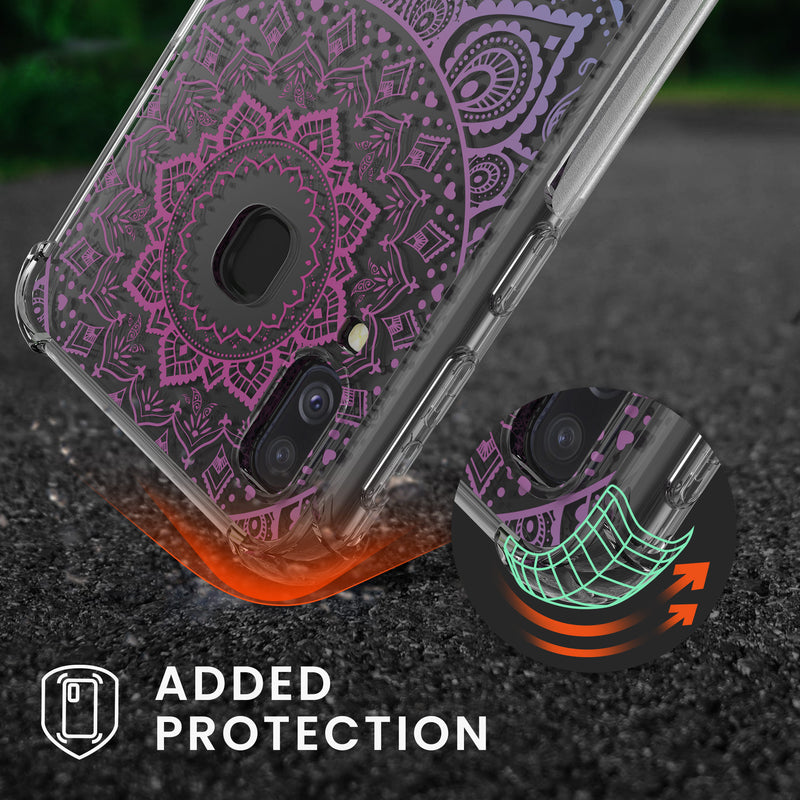 kwmobile Necklace Case kompatibel mit Samsung Galaxy A40 Hülle - Silikon Cover mit Handykette - Transparent Magnolien