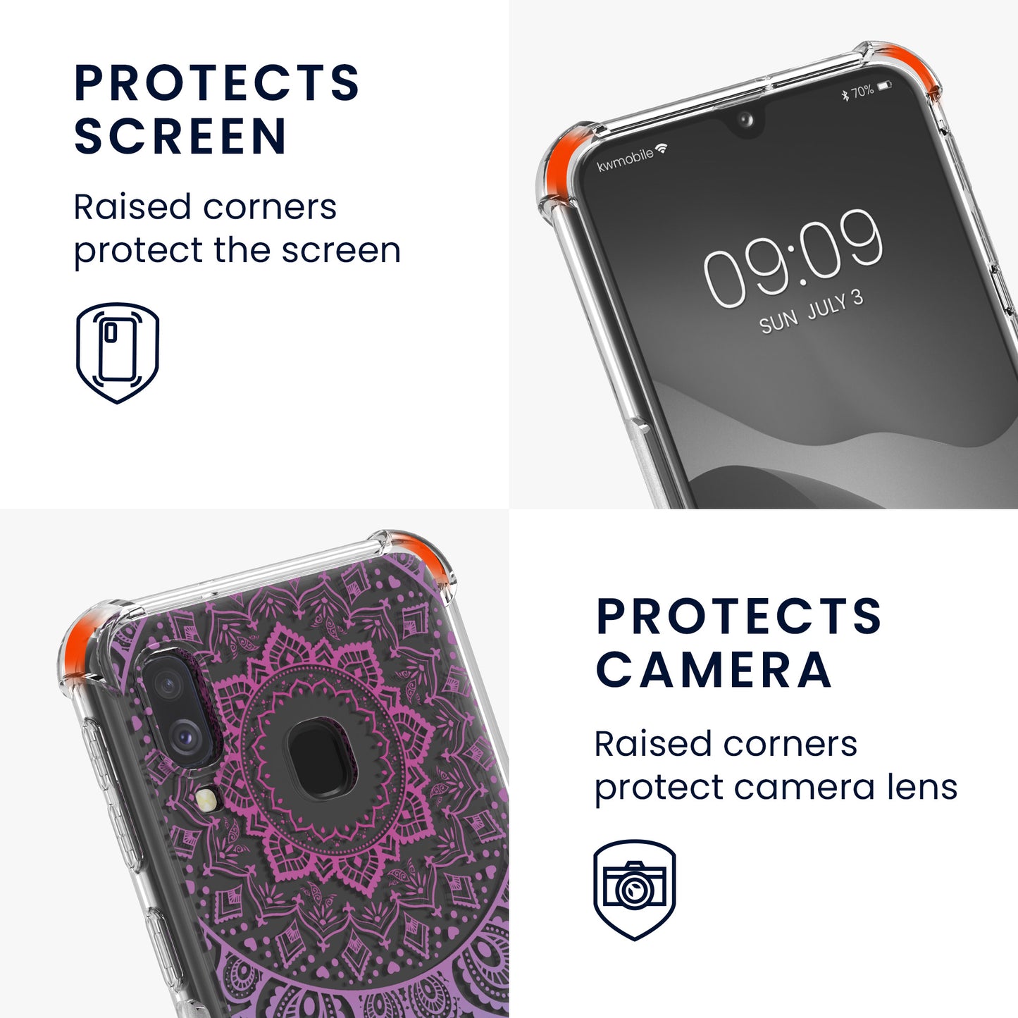 kwmobile Necklace Case kompatibel mit Samsung Galaxy A40 Hülle - Silikon Cover mit Handykette - Transparent Magnolien