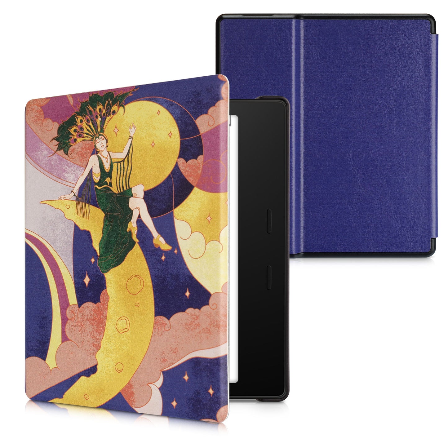 kwmobile Schutzhülle für Amazon Kindle Oasis 10. Generation Hülle - eReader Flip Case mit Auto Sleep Funktion - Galaxie Baum Wiese