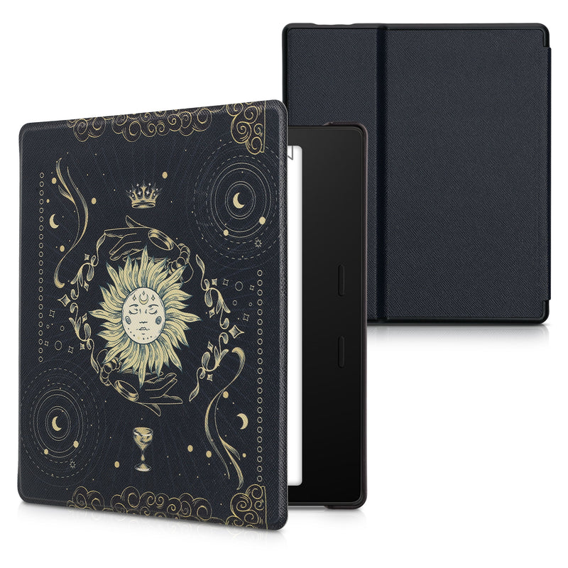 kwmobile Schutzhülle für Amazon Kindle Oasis 10. Generation Hülle - eReader Flip Case mit Auto Sleep Funktion - Galaxie Baum Wiese
