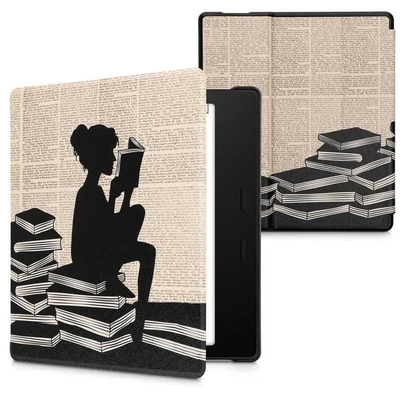 kwmobile Schutzhülle für Amazon Kindle Oasis 10. Generation Hülle - eReader Flip Case mit Auto Sleep Funktion - Galaxie Baum Wiese