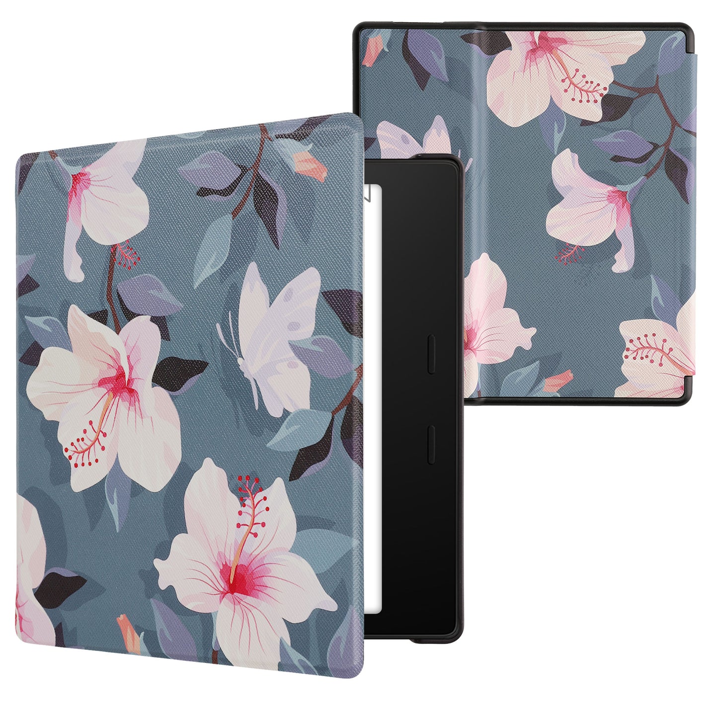 kwmobile Schutzhülle für Amazon Kindle Oasis 10. Generation Hülle - eReader Flip Case mit Auto Sleep Funktion - Galaxie Baum Wiese