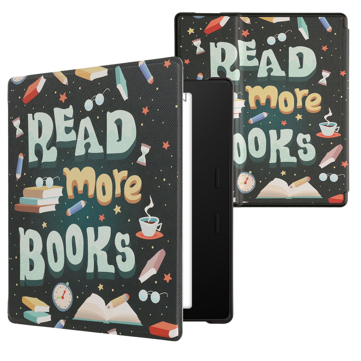kwmobile Schutzhülle für Amazon Kindle Oasis 10. Generation Hülle - eReader Flip Case mit Auto Sleep Funktion - Galaxie Baum Wiese