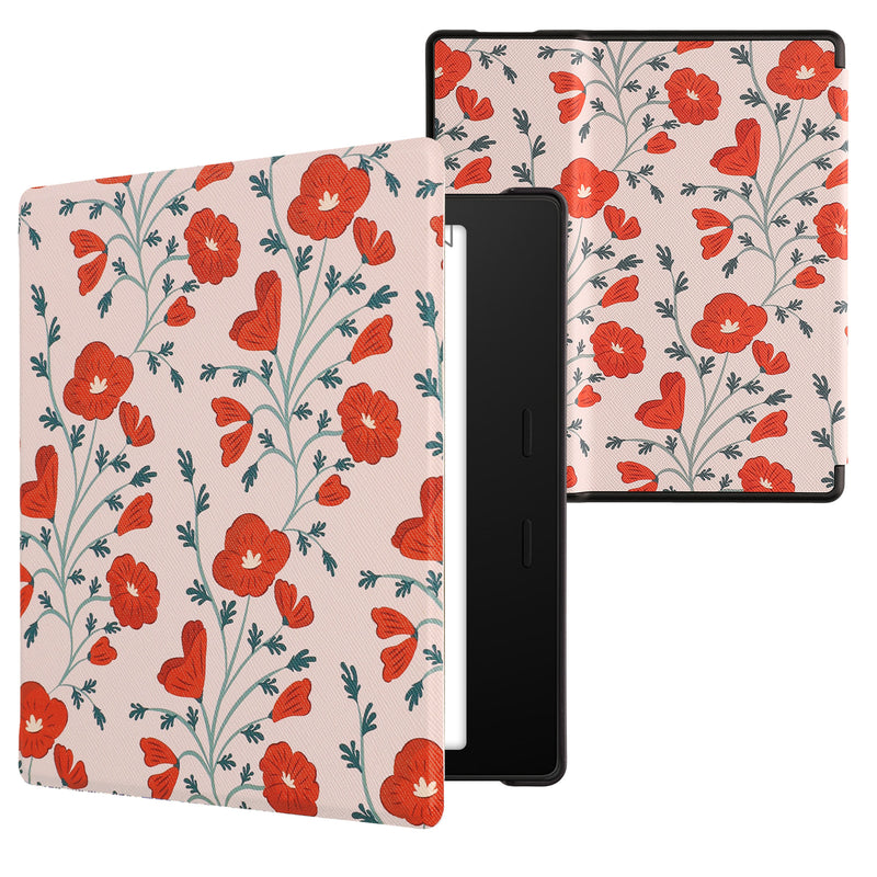 kwmobile Schutzhülle für Amazon Kindle Oasis 10. Generation Hülle - eReader Flip Case mit Auto Sleep Funktion - Galaxie Baum Wiese