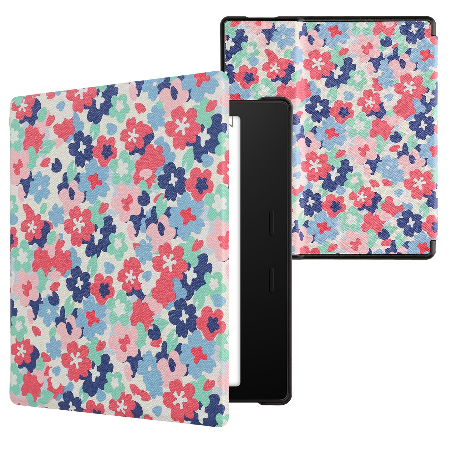 kwmobile Schutzhülle für Amazon Kindle Oasis 10. Generation Hülle - eReader Flip Case mit Auto Sleep Funktion - Galaxie Baum Wiese