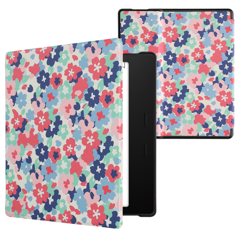 kwmobile Schutzhülle für Amazon Kindle Oasis 10. Generation Hülle - eReader Flip Case mit Auto Sleep Funktion - Galaxie Baum Wiese