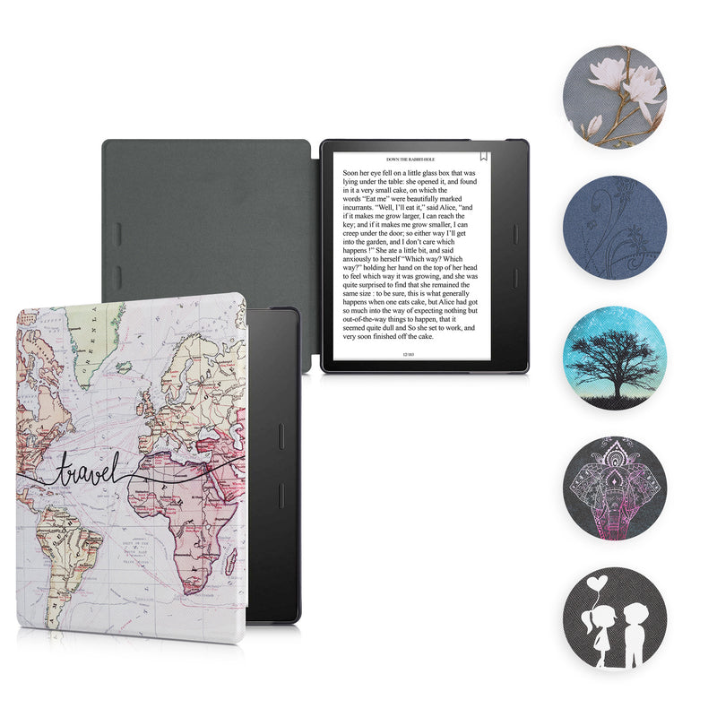 kwmobile Klapphülle kompatibel mit Amazon Kindle Oasis 10. Generation Hülle - eReader Case - Tropischer Dschungel Rosa Gelb Grün Rosa  [dsg63]