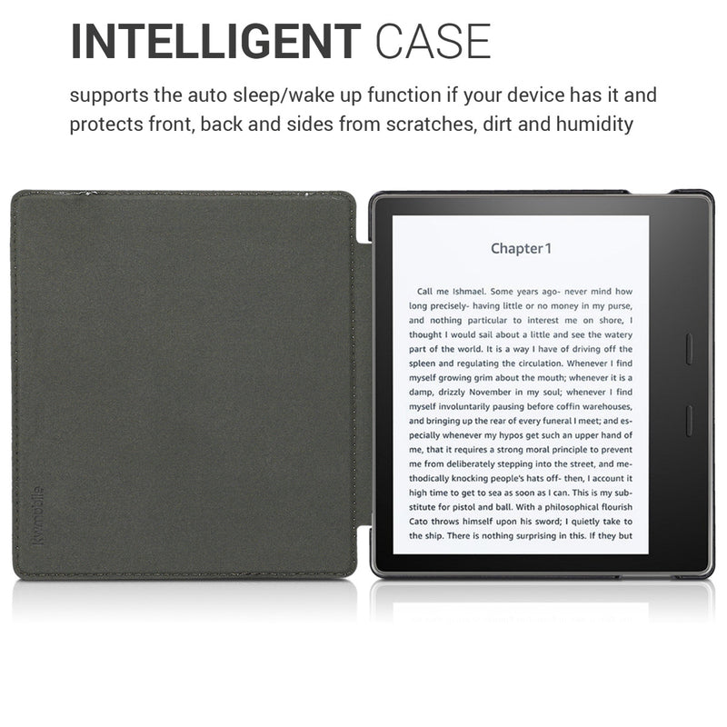 kwmobile Schutzhülle für Amazon Kindle Oasis 10. Generation Hülle - eReader Flip Case mit Auto Sleep Funktion - Galaxie Baum Wiese