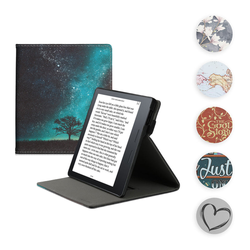 kwmobile Hülle kompatibel mit Amazon Kindle Oasis 10. Generation Hülle - Case mit Schlaufe und Ständer - Herz Brush Dunkelrot Dunkelrot  [dsg08]