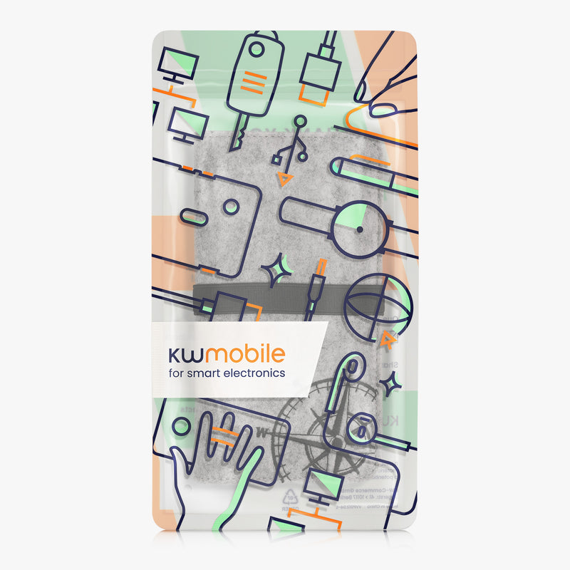 kwmobile Tasche für Smartphones mit Gummiband Handy Schutztasche Kompass Vintage 16,0 x 8,0 cm Innenmaße