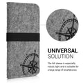 kwmobile Tasche für Smartphones mit Gummiband Handy Schutztasche Kompass Vintage 16,0 x 8,0 cm Innenmaße