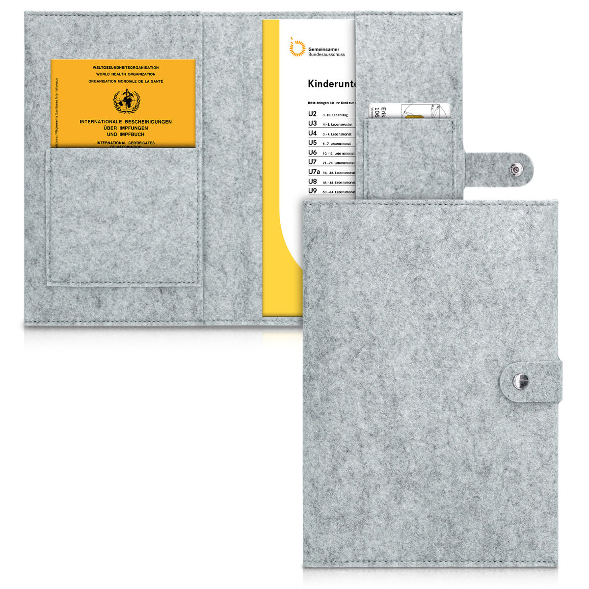 kwmobile Hülle für das deutsche Untersuchungsheft - U-Heft Hülle und Impfpass Hülle mit extra Fächern - Cover