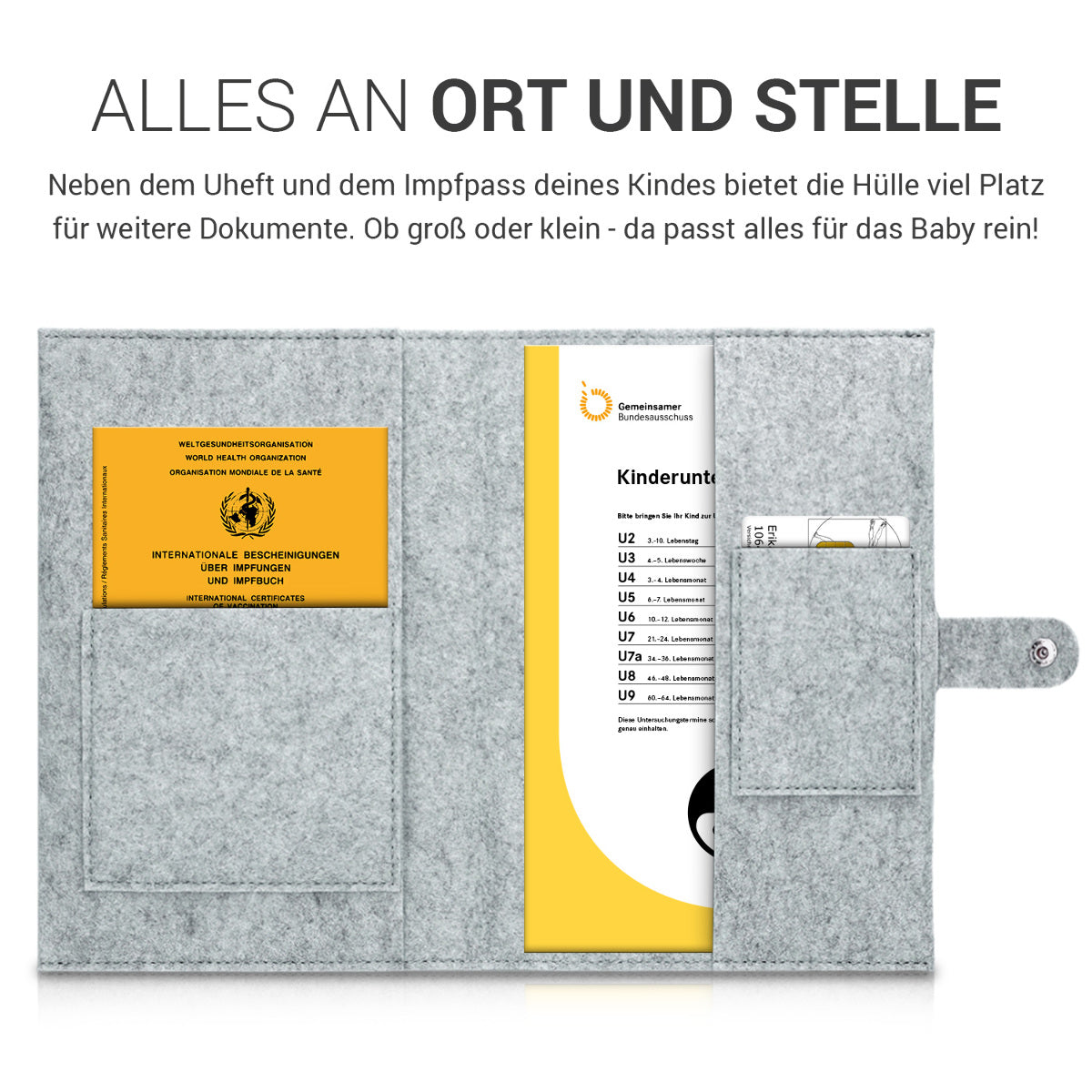 kwmobile Hülle für das deutsche Untersuchungsheft - U-Heft Hülle und Impfpass Hülle mit extra Fächern - Cover