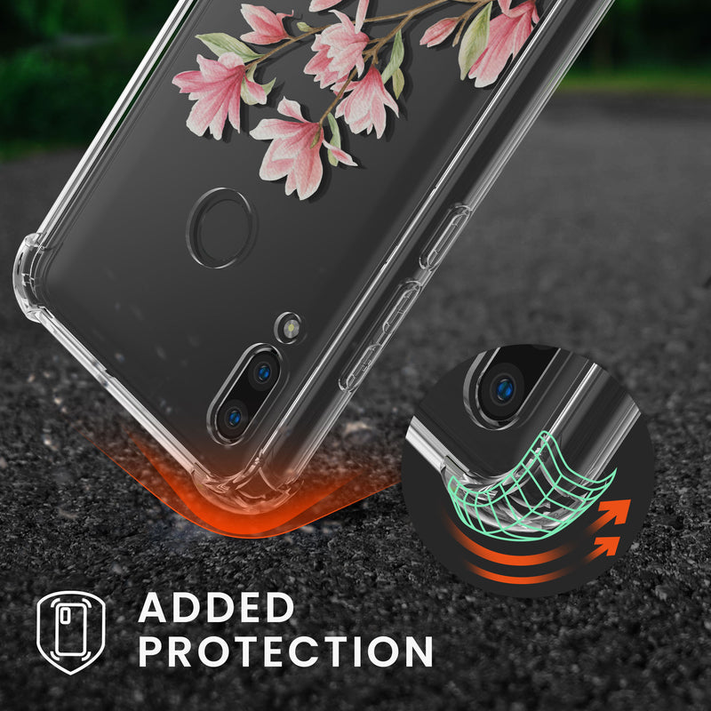 kwmobile Necklace Case kompatibel mit Huawei P Smart (2019) Hülle Silikon Cover mit Handykette Transparent Magnolien