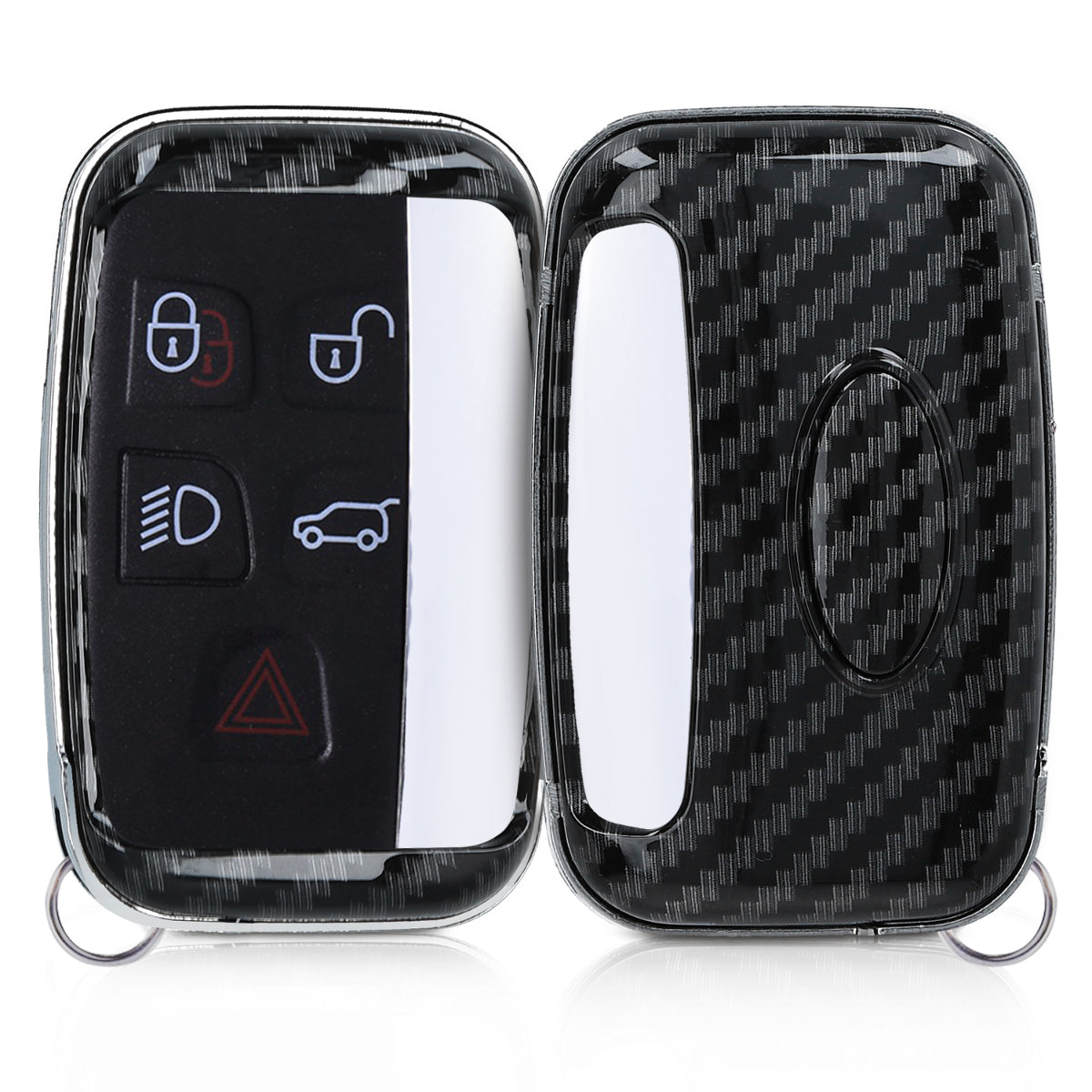 kwmobile Autoschlüssel Hülle kompatibel mit Land Rover Jaguar 5-Tasten Funk Autoschlüssel - Hardcover Schutzhülle Schlüsselhülle Cover Carbon Schwarz Schwarz  [dsg01]