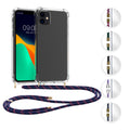 kwmobile Necklace Case kompatibel mit Apple iPhone 11 Hülle - Silikon Cover mit Handykette - Band Handyhülle Transparent Gold Transparent  [dsg10]