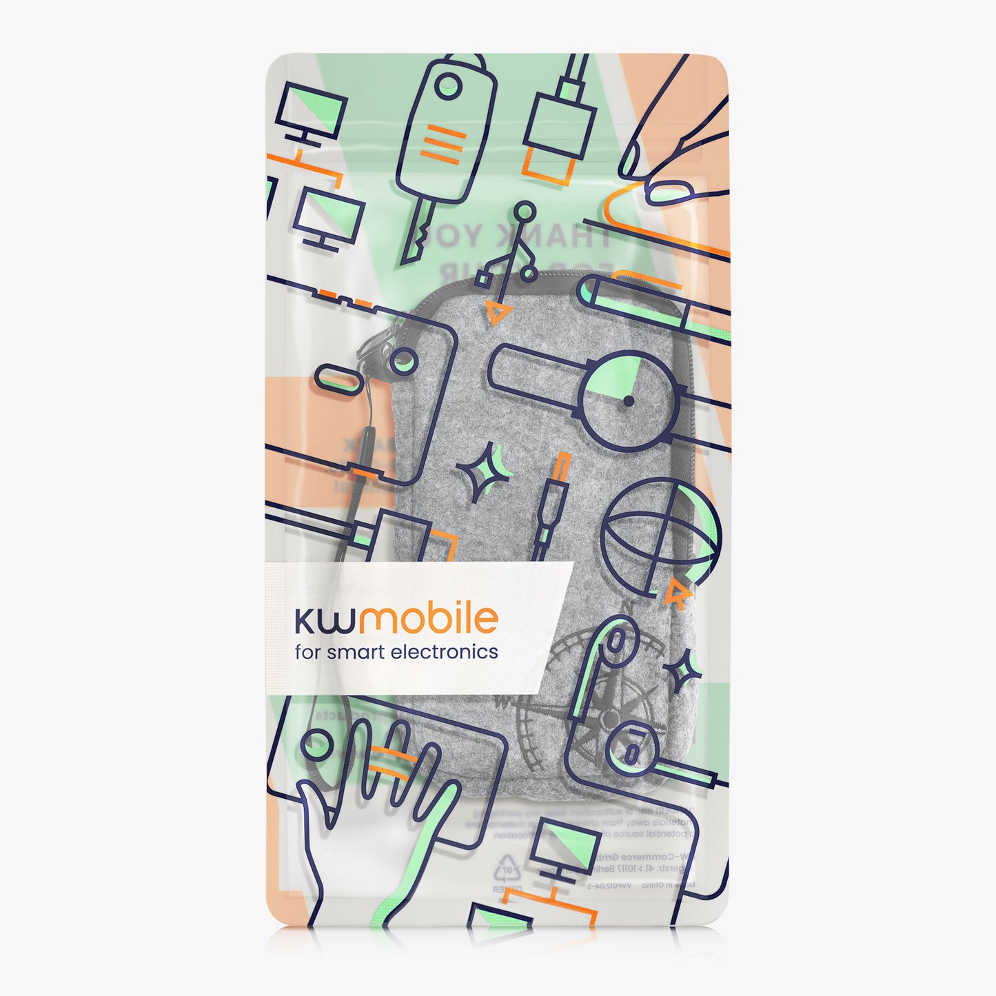 kwmobile Handytasche für Smartphones - Handy Filztasche - 16,5 x 8,9 cm Innenmaße