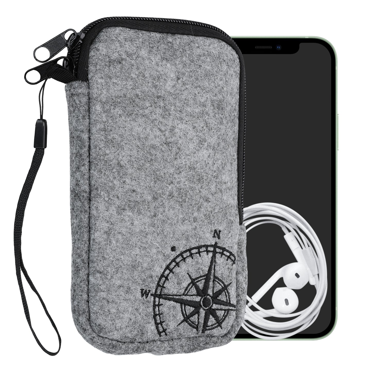 kwmobile Handytasche für Smartphones - Handy Filztasche - 16,5 x 8,9 cm Innenmaße
