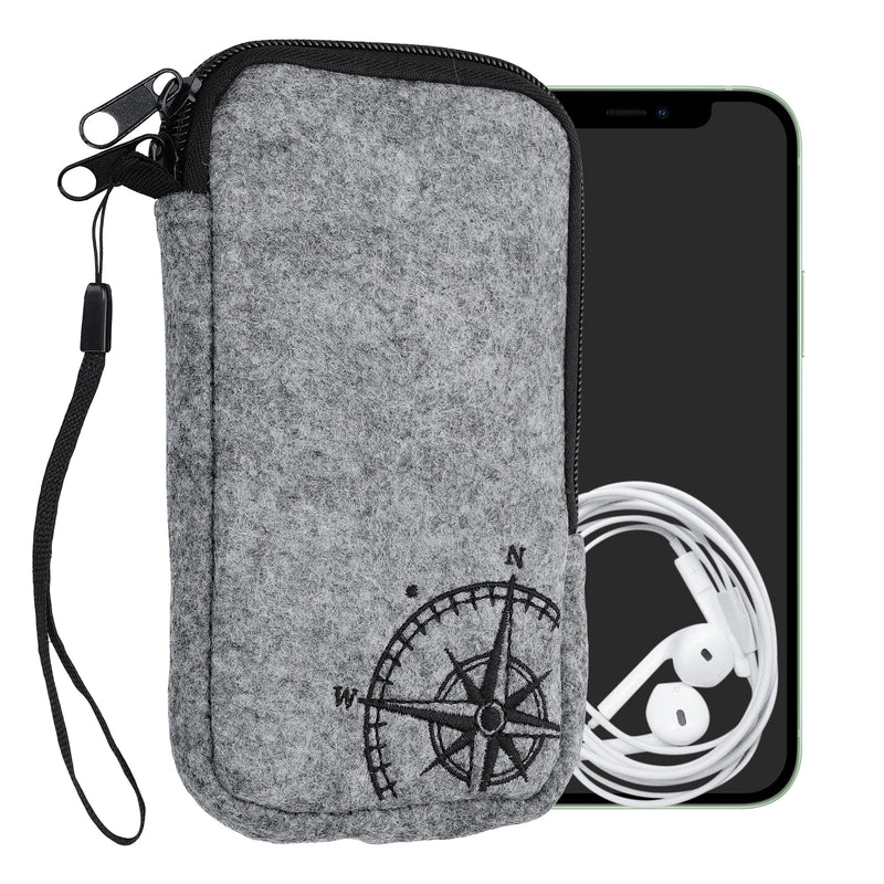 kwmobile Handytasche für Smartphones - Handy Filztasche - 16,5 x 8,9 cm Innenmaße