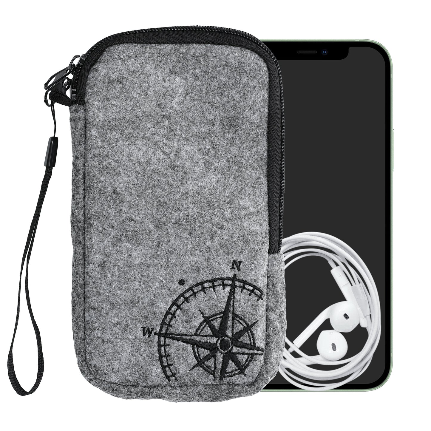 kwmobile Handytasche für Smartphones - Handy Filztasche - 16,5 x 8,9 cm Innenmaße