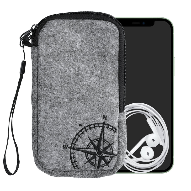 kwmobile Handytasche für Smartphones - Handy Filztasche - 16,5 x 8,9 cm Innenmaße