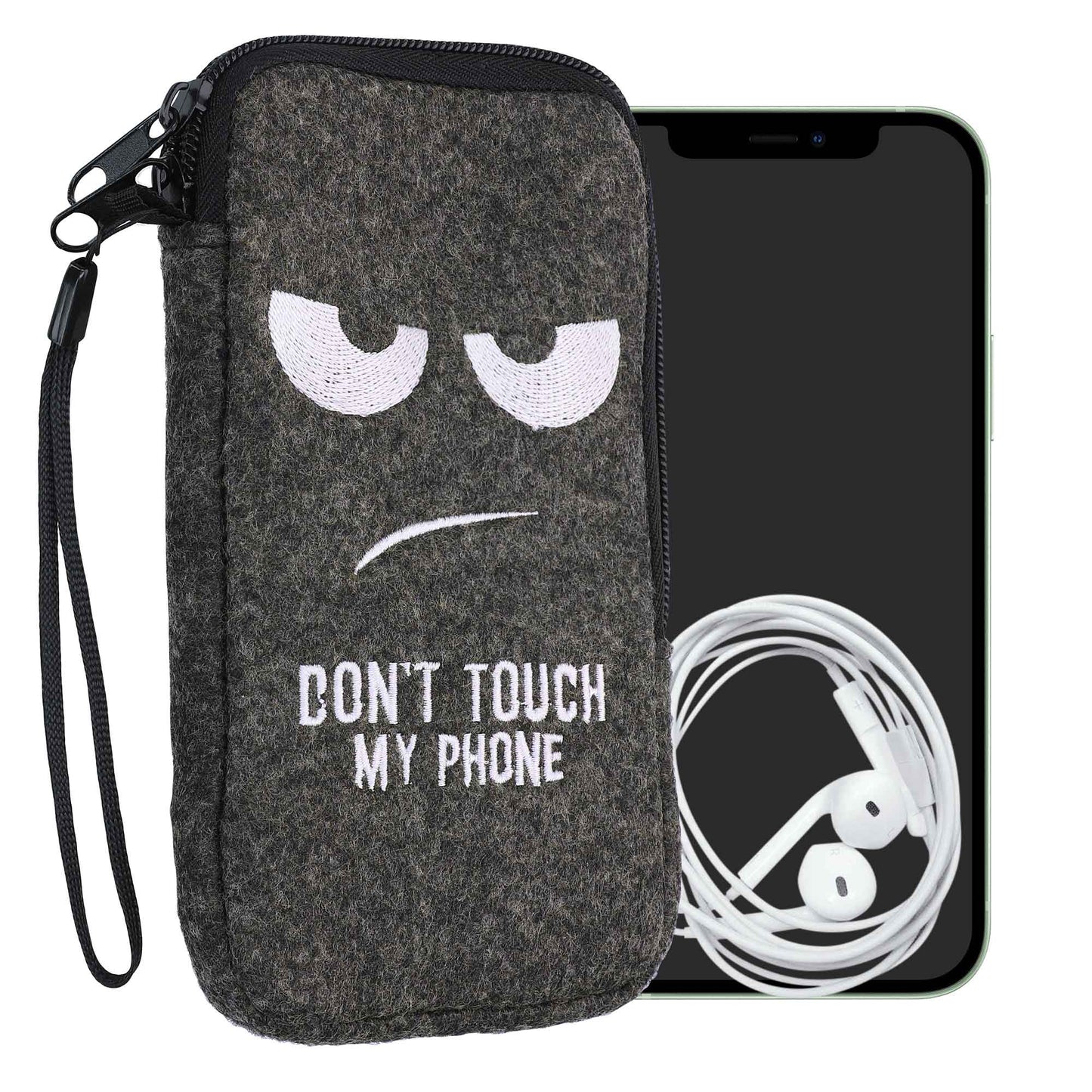kwmobile Handytasche für Smartphones - Handy Filztasche - 16,5 x 8,9 cm Innenmaße