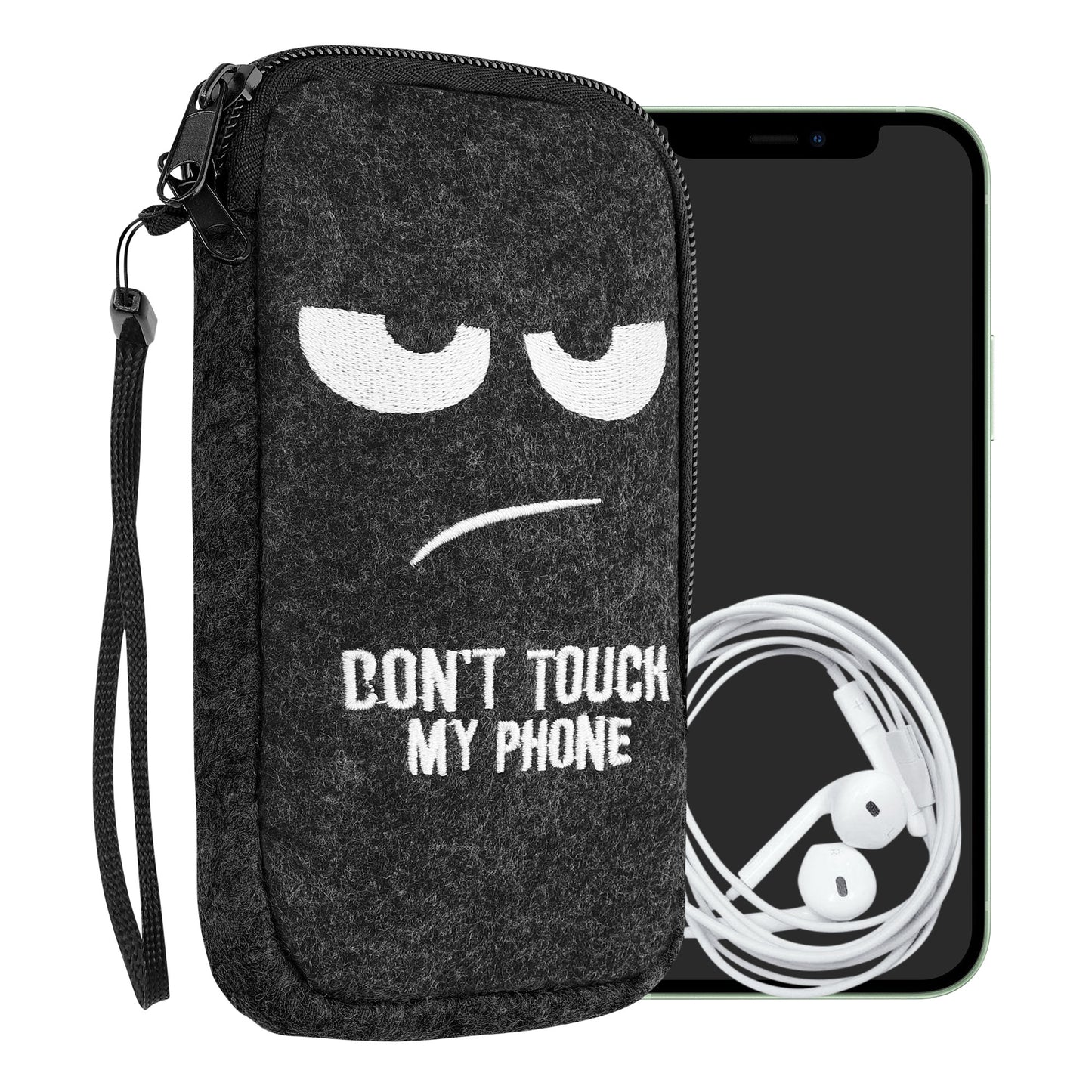 kwmobile Handytasche für Smartphones - Handy Filztasche - 16,5 x 8,9 cm Innenmaße