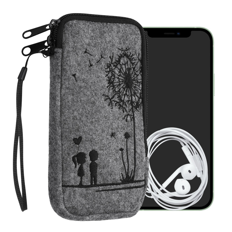 kwmobile Handytasche für Smartphones - Handy Filztasche - 16,5 x 8,9 cm Innenmaße