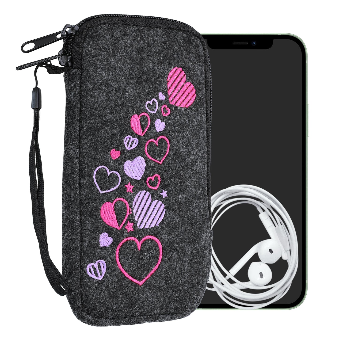 kwmobile Handytasche für Smartphones - Handy Filztasche - 16,5 x 8,9 cm Innenmaße