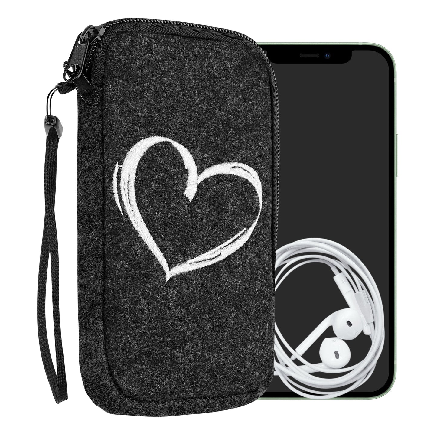 kwmobile Handytasche für Smartphones - Handy Filztasche - 16,5 x 8,9 cm Innenmaße