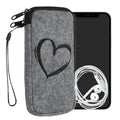kwmobile Handytasche für Smartphones - Handy Filztasche - 16,5 x 8,9 cm Innenmaße
