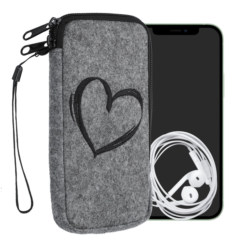 kwmobile Handytasche für Smartphones - Handy Filztasche - 16,5 x 8,9 cm Innenmaße