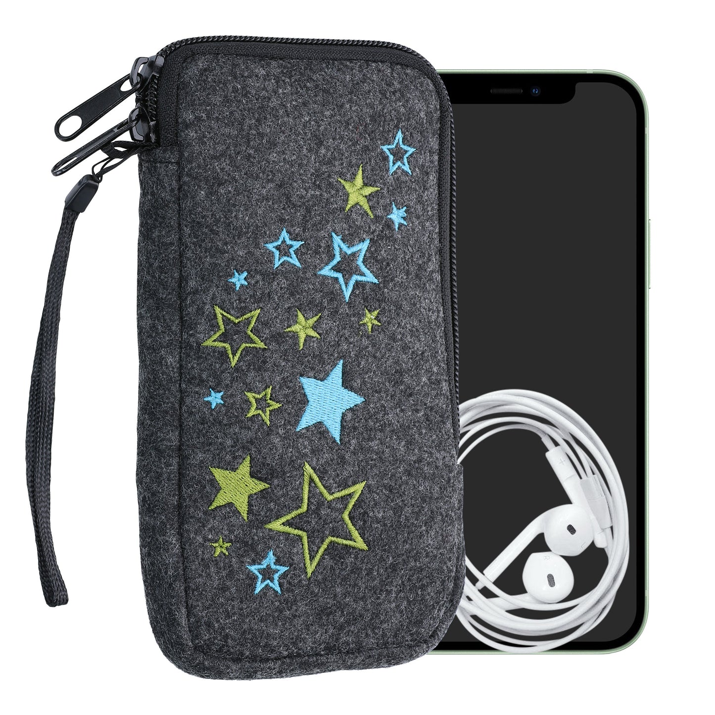 kwmobile Handytasche für Smartphones - Handy Filztasche - 16,5 x 8,9 cm Innenmaße