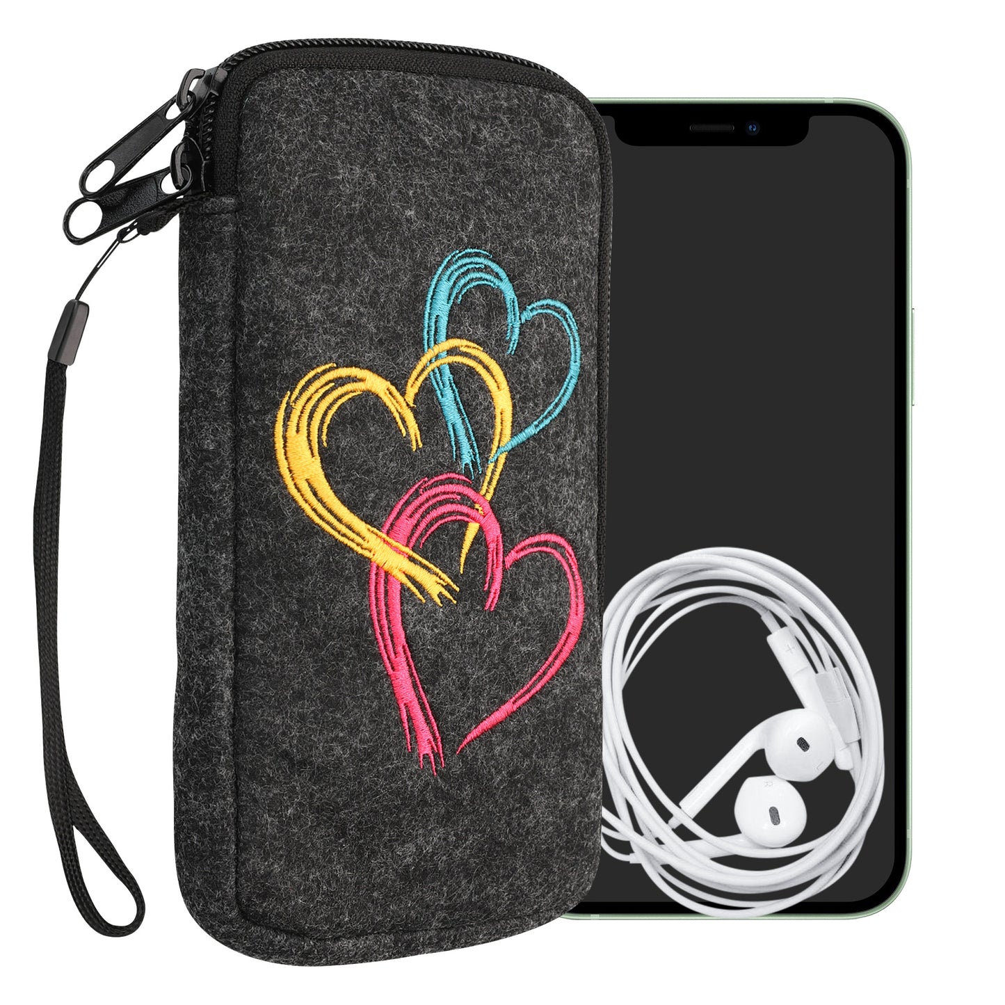 kwmobile Handytasche für Smartphones - Handy Filztasche - 16,5 x 8,9 cm Innenmaße
