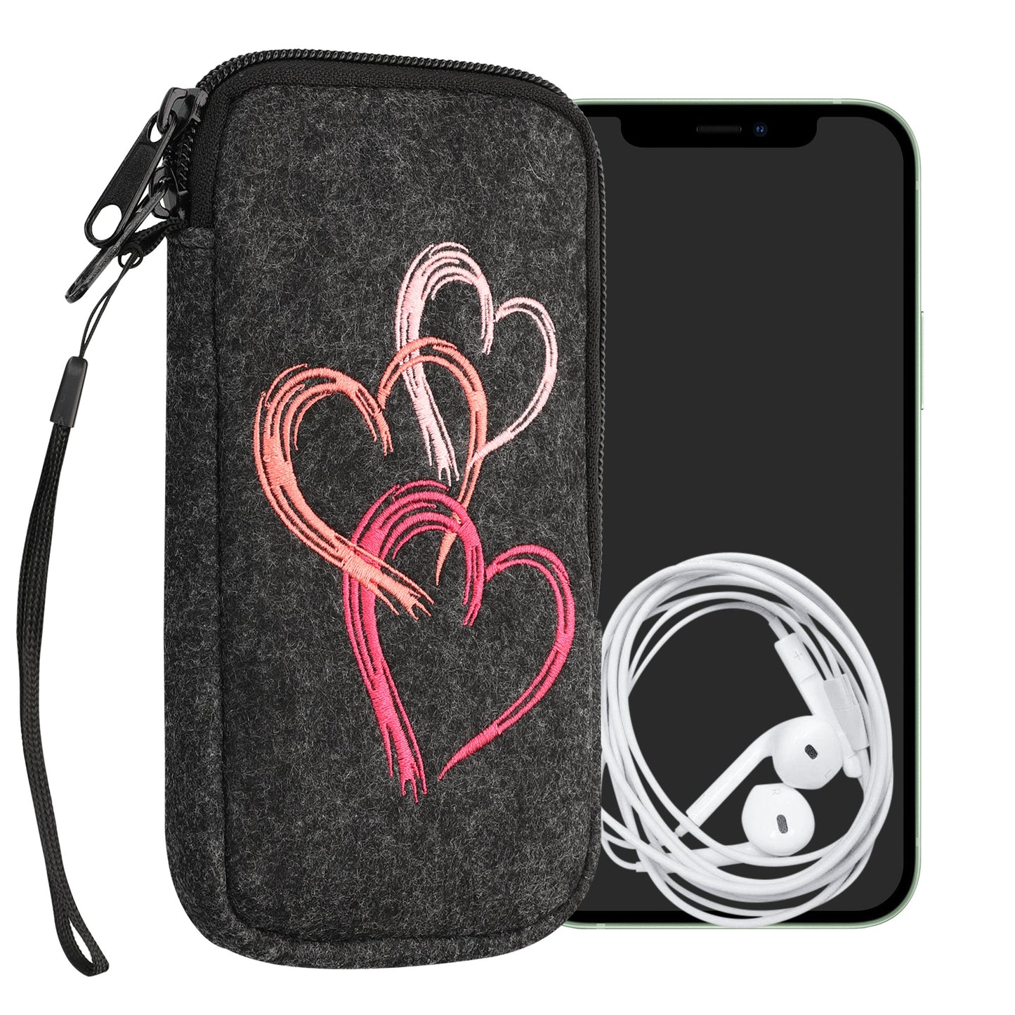 kwmobile Handytasche für Smartphones - Handy Filztasche - 16,5 x 8,9 cm Innenmaße