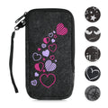 kwmobile Handytasche für Smartphones XL - 6,7/6,8" - Handy Filztasche - Neugierige Katze Grau Schwarz - 17,2 x 8,4 cm Innenmaße Grau XL [dsg16]