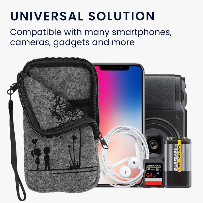 kwmobile Handytasche für Smartphones - Handy Filztasche - 16,5 x 8,9 cm Innenmaße