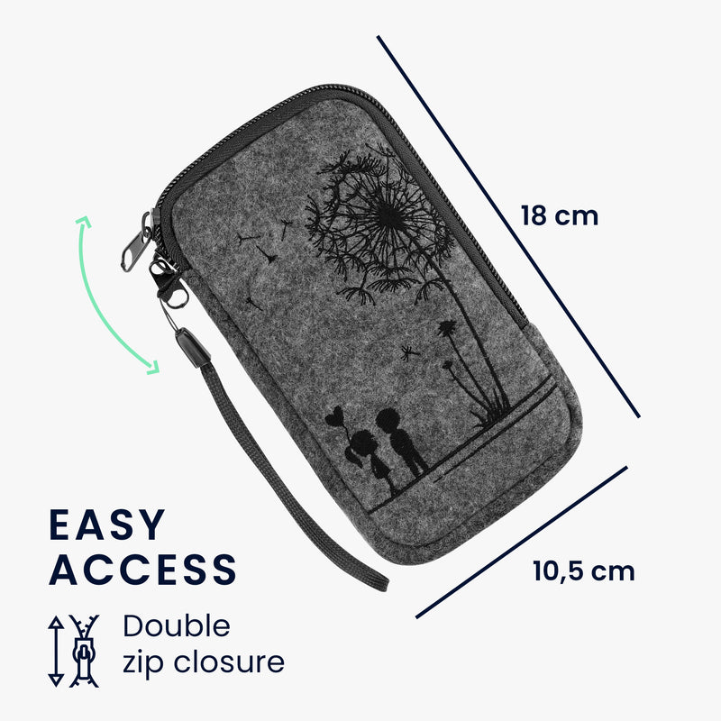 kwmobile Handytasche für Smartphones - Handy Filztasche - 16,5 x 8,9 cm Innenmaße