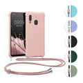 kwmobile Necklace Case kompatibel mit Samsung Galaxy A20e Hülle - Cover mit Kordel zum Umhängen - Silikon Schutzhülle Hellblau Hellblau  