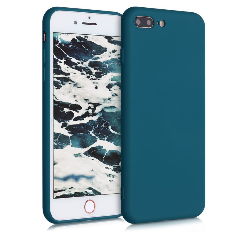 kwmobile Hülle kompatibel mit Apple iPhone 7 Plus / iPhone 8 Plus - gummierte Silikon Handyhülle - Schutzhülle für kabelloses Laden - Case