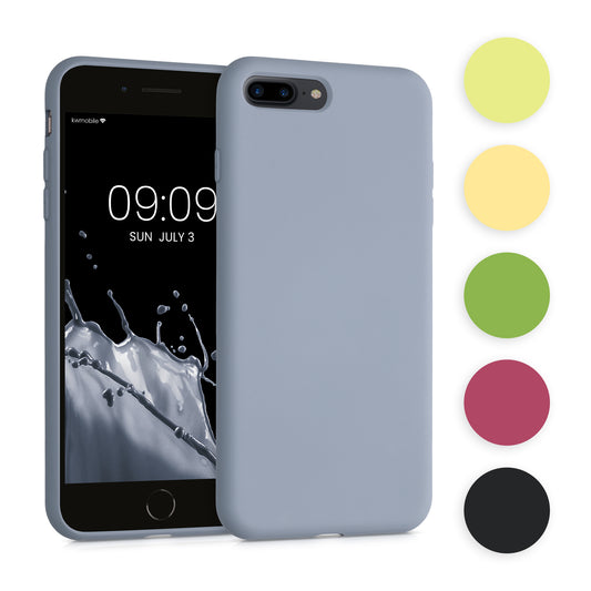 kwmobile Hülle kompatibel mit Apple iPhone 7 Plus / iPhone 8 Plus Hülle - gummierte TPU Silikon Handyhülle - Schutzhülle für kabelloses Laden - Case in Neon Pink Neon Pink  