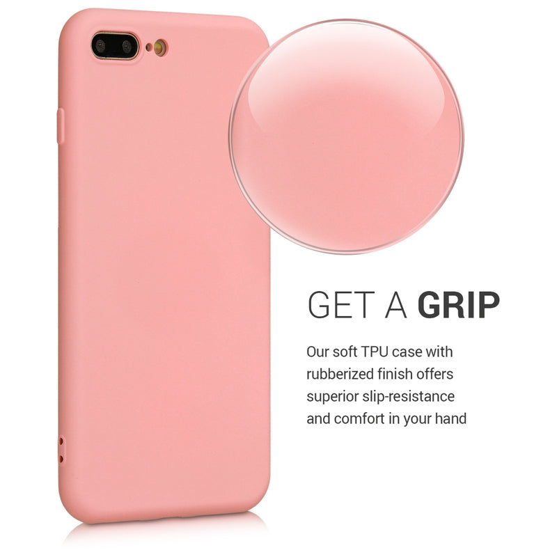 kwmobile Hülle kompatibel mit Apple iPhone 7 Plus / iPhone 8 Plus - gummierte Silikon Handyhülle - Schutzhülle für kabelloses Laden - Case