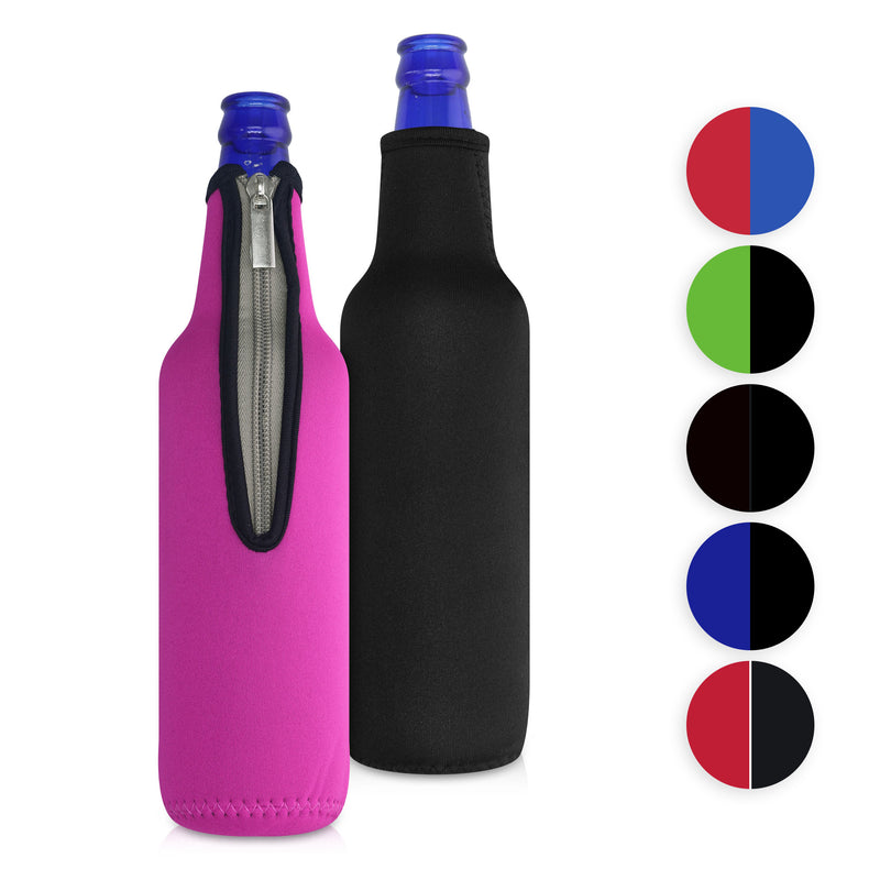 kwmobile 2x 330-500ml Flasche Flaschenkühler - für Bier und andere Getränke - aus isoliertem Neopren - Kühler in Schwarz Dunkelblau Schwarz  [dsg08]