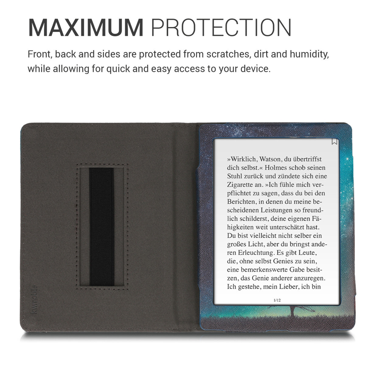 kwmobile Flip Hülle kompatibel mit Kobo Aura H2O Edition 2 - Vorderfach Handschlaufe