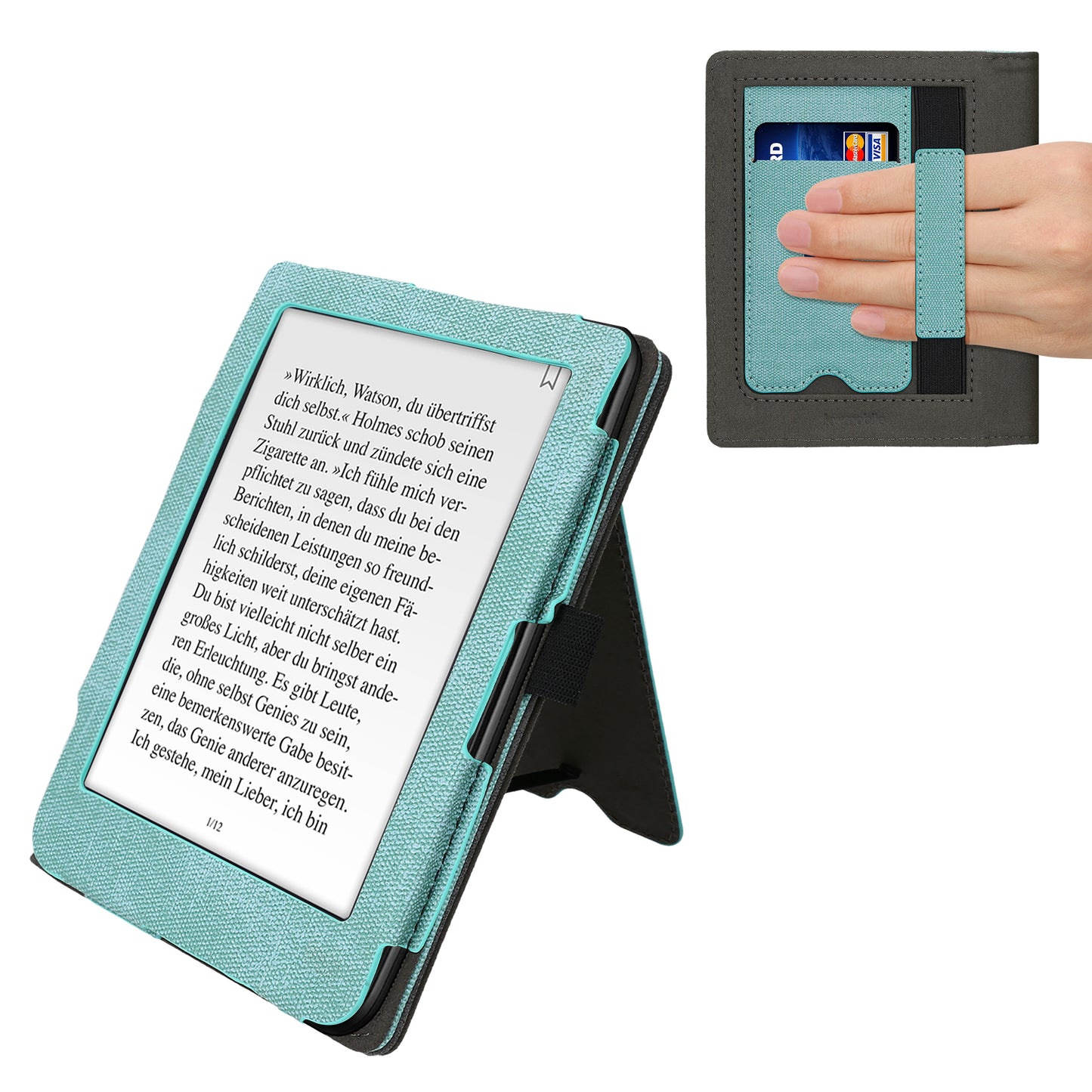 kwmobile Hülle kompatibel mit Tolino Shine 3 Flip Case mit Handschlaufe Cover