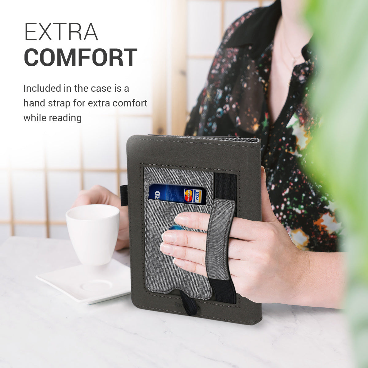 kwmobile Hülle kompatibel mit Tolino Shine 3 Flip Case mit Handschlaufe Cover