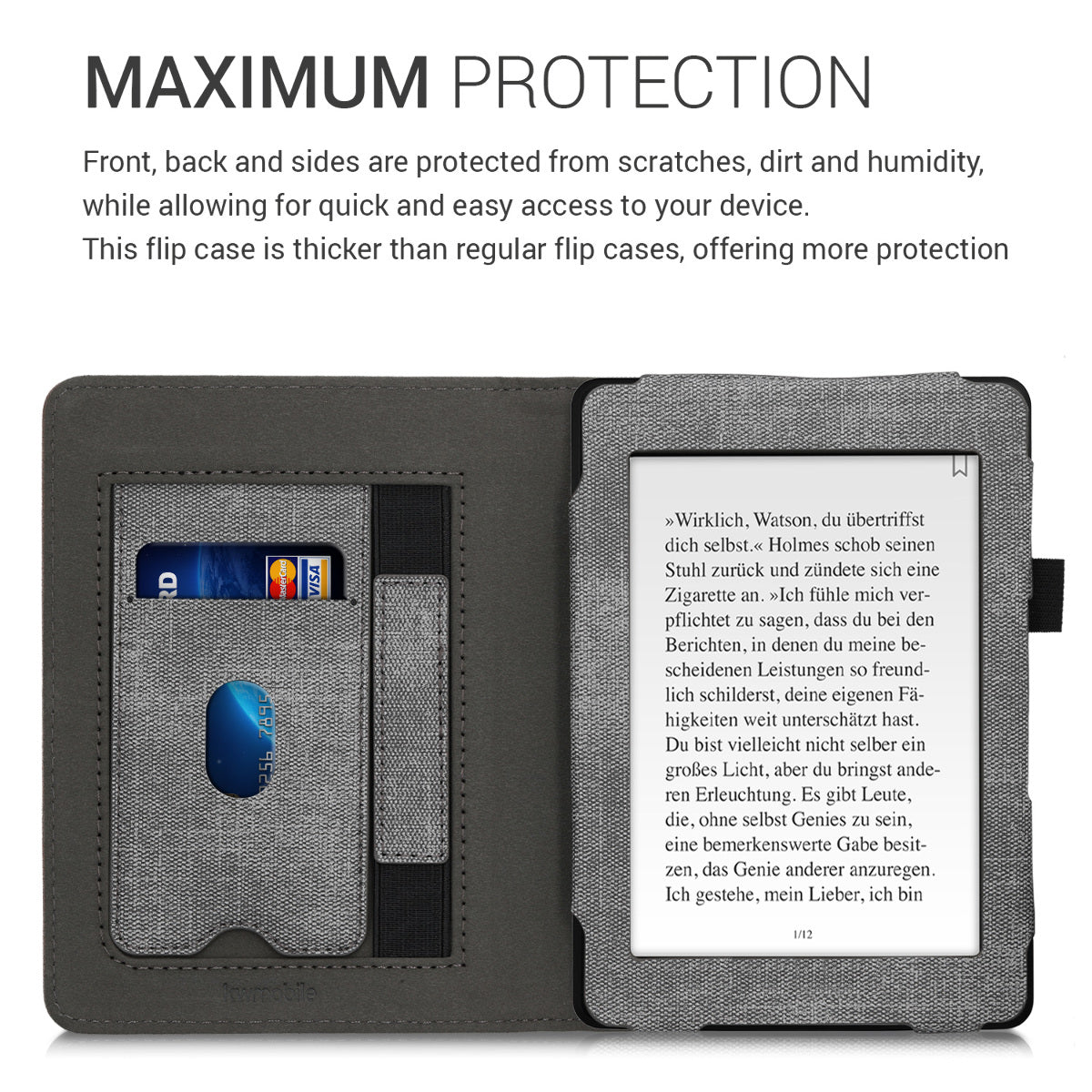 kwmobile Hülle kompatibel mit Tolino Shine 3 Flip Case mit Handschlaufe Cover