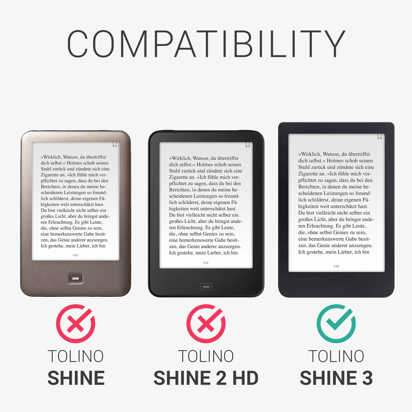 kwmobile Hülle kompatibel mit Tolino Shine 3 Flip Case mit Handschlaufe Cover