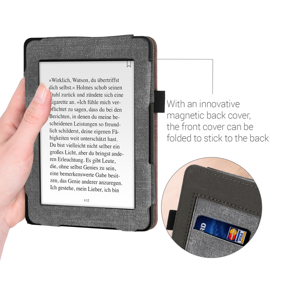 kwmobile Hülle kompatibel mit Tolino Shine 3 Flip Case mit Handschlaufe Cover